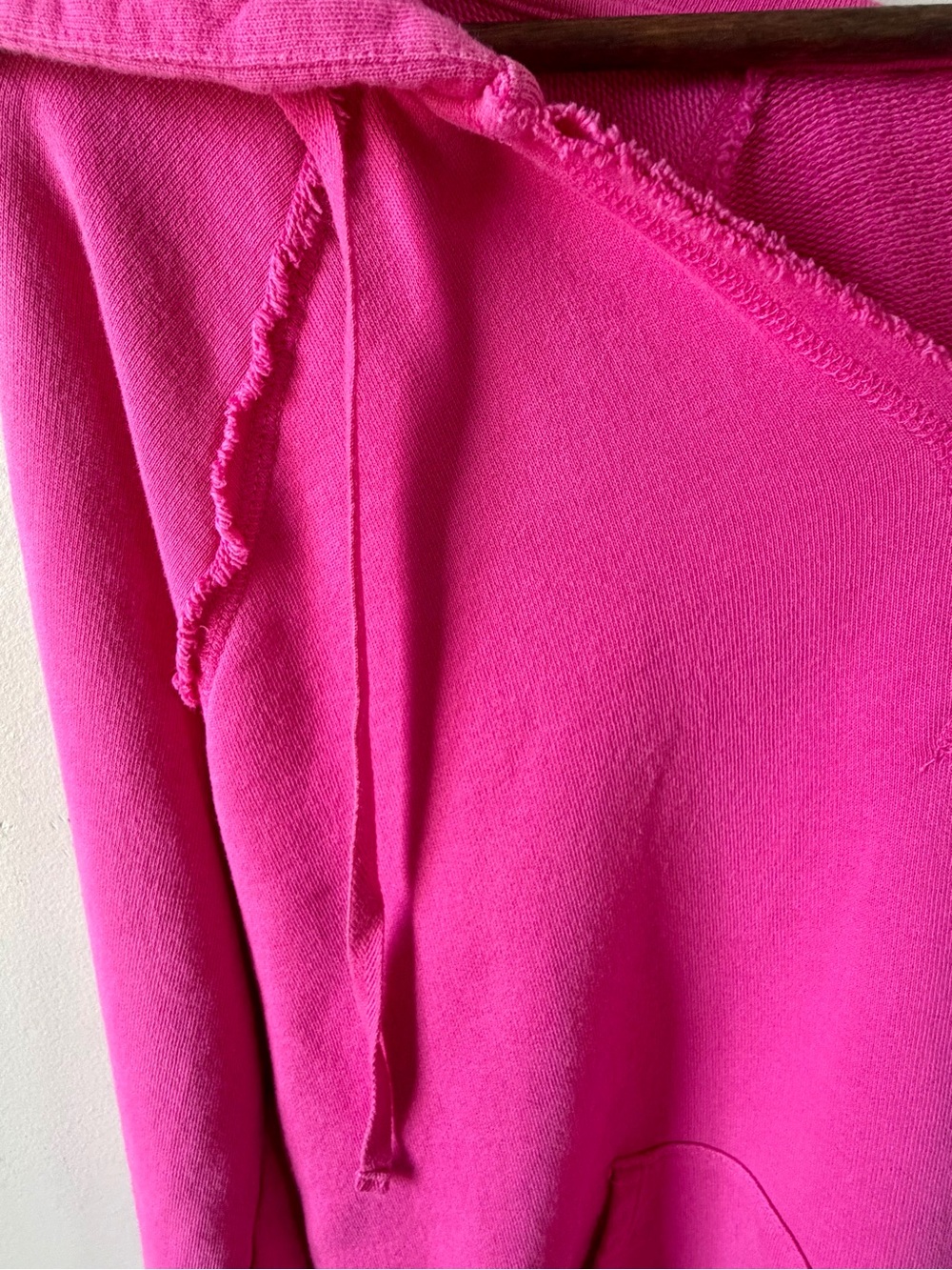 Boutique Hot Pink Raw Edge Hoodie | Relaxed Casual Sweatshirt | Size Large - Picture 5 of 8